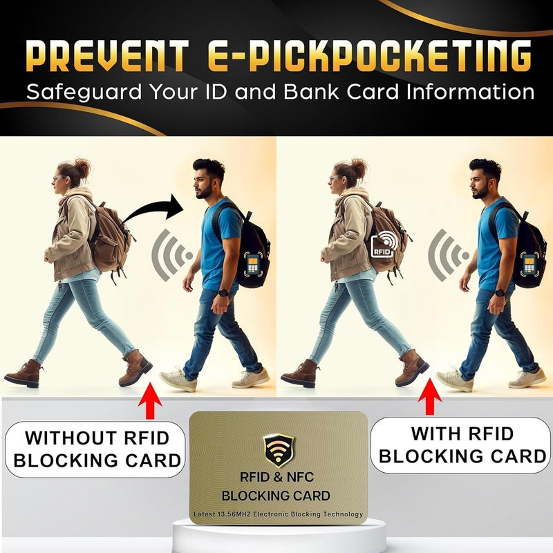 SaiTech IT RFID Cards, 50 Pack One Card Protects Entire Wallet Purse For Men & Women, NFC Contactless Bank Debit Credit Card Protector ID ATM Guard Card – Golden - Image 3